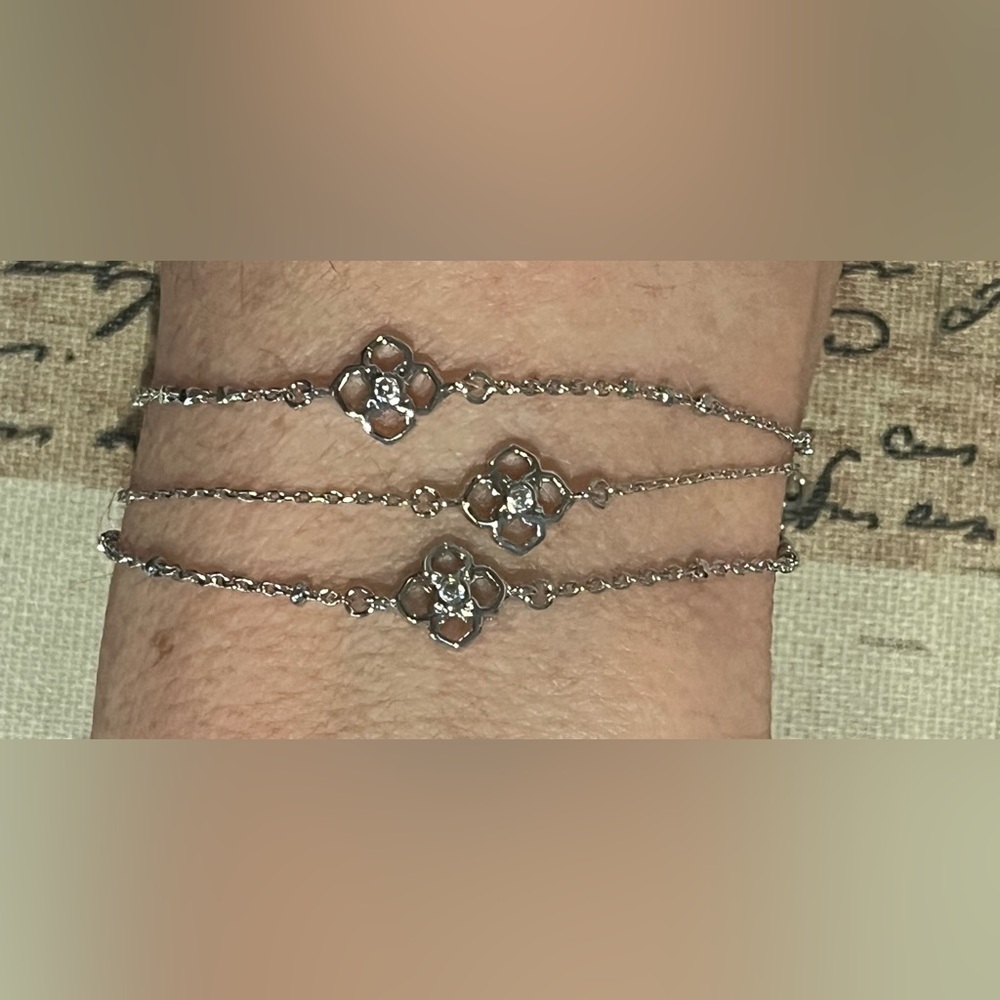 Kendra Scott Rue Silver Triple Flower Bracelet